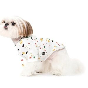 Stylish White Dog Shirt with Multicolor Print
